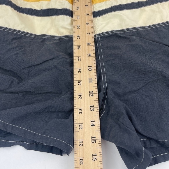 Sand N Sun Swim Trunks Mens Large 36/38 Yellow Blue Striped - Picture 6 of 8